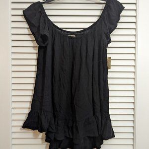 Denim & Supply Black Crepe Off The Shoulder Top